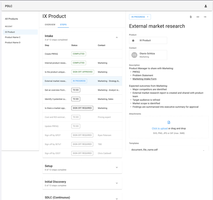 Early PDLC tool wireframes